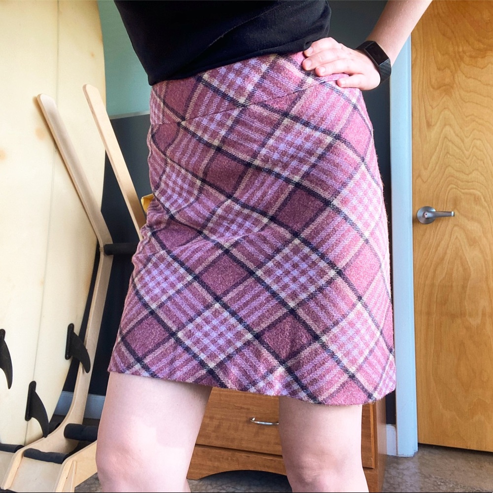 Talbots Wool Blend Purple/Grey Plaid Skirt